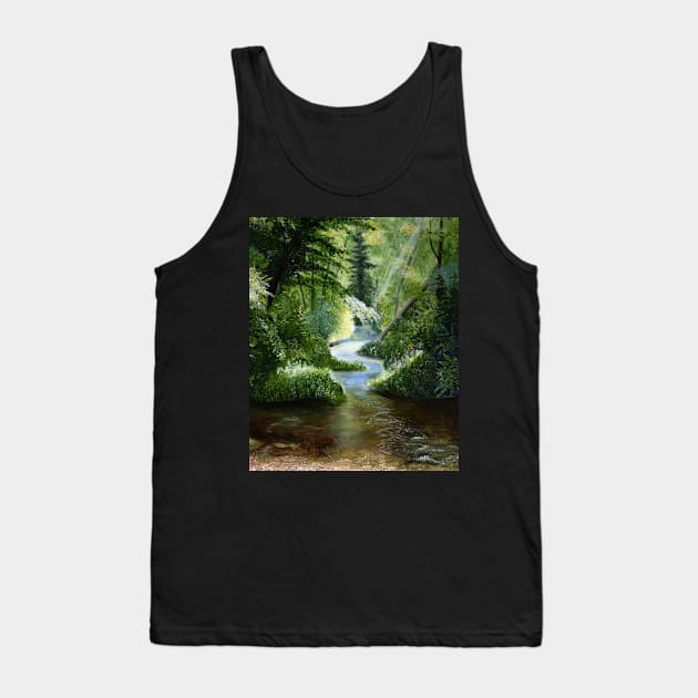 Woodland Stream Oil Painting Tank Top by Packrat